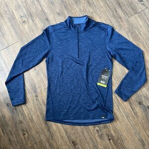 Brand New! REI Co-Op Men’s Small Midweight Base Layer 1/4 Zip Blue Long Sleeve